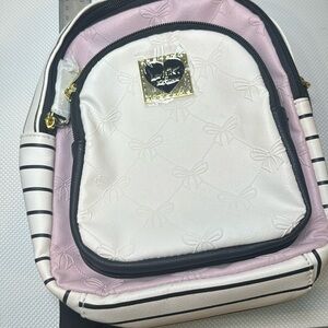 Luv betsey by betsey Johnson bow pink white striped backpack nwt